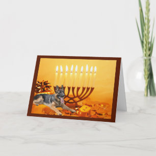 German Shepherd   Chanukah Card Menorah1