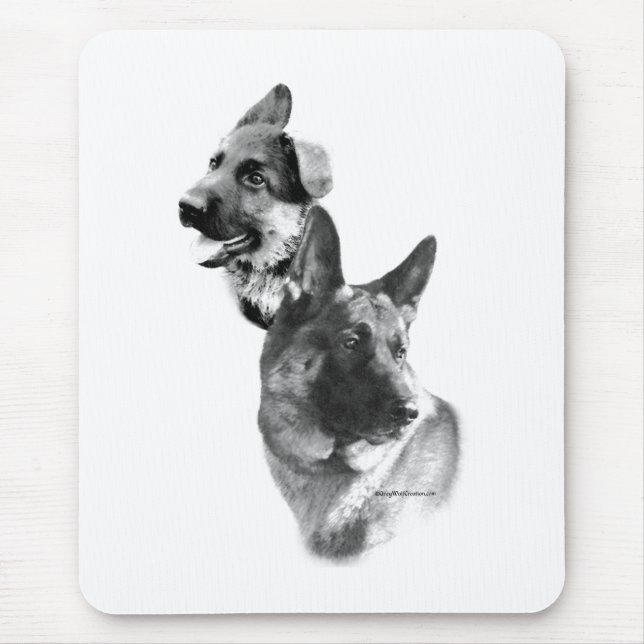 German Shepherd Charcoal 2 Mouse Mat (Front)