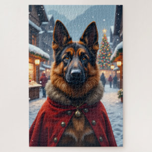 German Shepherd Christmas Art Jigsaw Puzzle