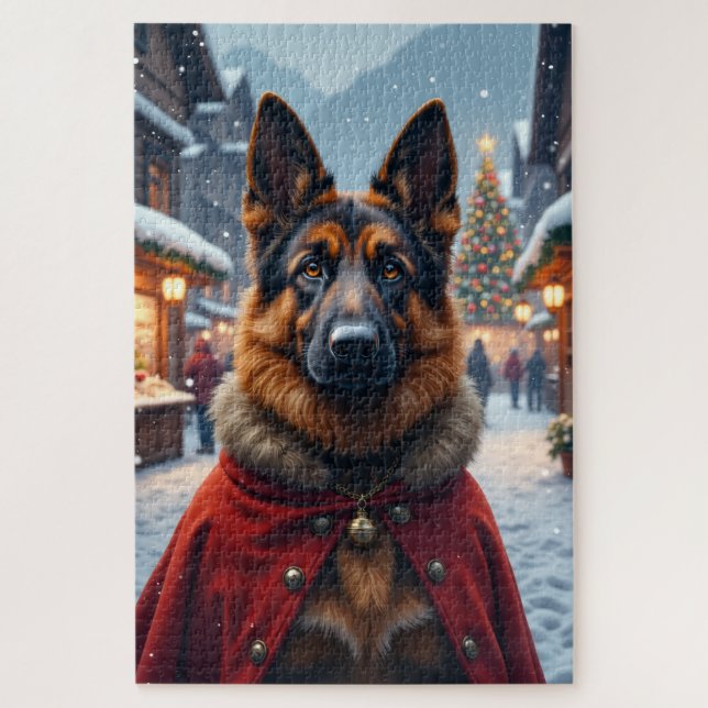 German Shepherd Christmas Art Jigsaw Puzzle (Vertical)