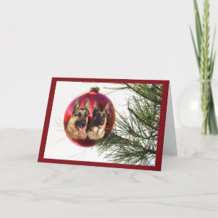 German Shepherd Christmas Ball Hanging3 Holiday Card