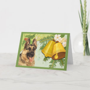 German Shepherd Christmas Card Bells
