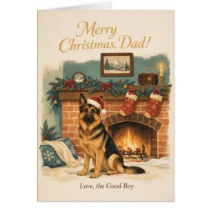 German Shepherd Christmas Card for Dad from Dog