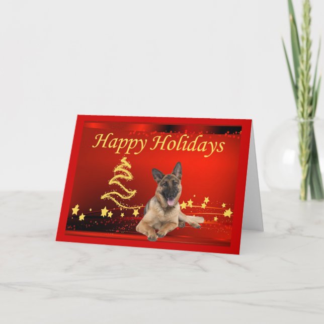 German Shepherd Christmas Card Stars (Front)