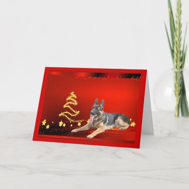 German Shepherd Christmas Card Stars (Front)