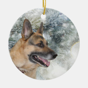 German Shepherd Christmas Ceramic Tree Decoration