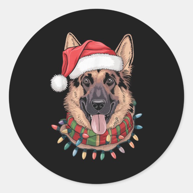 German Shepherd Christmas  Classic Round Sticker (Front)