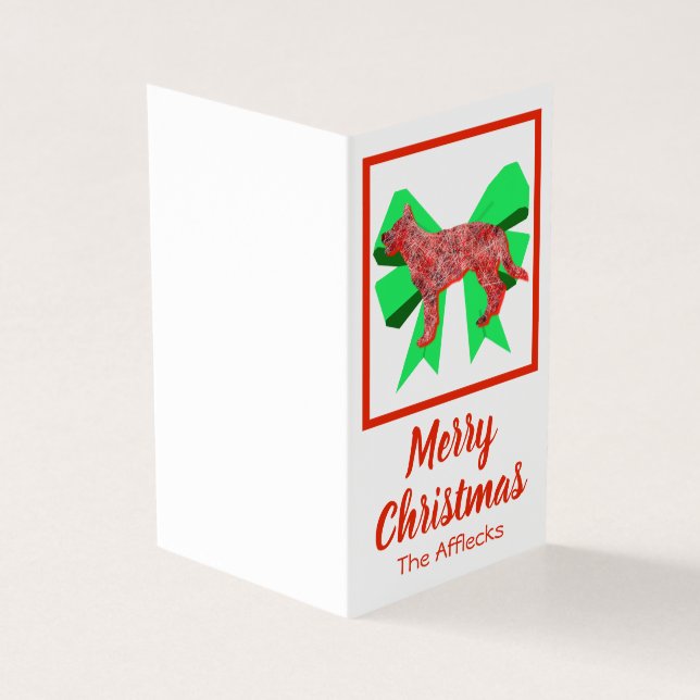 German Shepherd Christmas Dog & Green Bow Gift Tag (Outside)