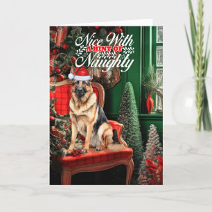 German Shepherd Christmas Dog Naughty or Nice Holiday Card