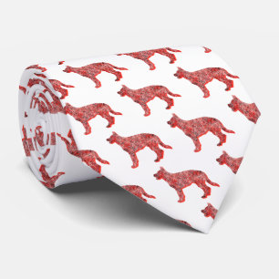 German Shepherd Christmas Dog Silhouette Wht Neck Tie