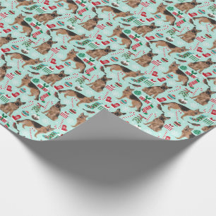 German Shepherd Christmas Dogs Candy Canes Mint Wrapping Paper