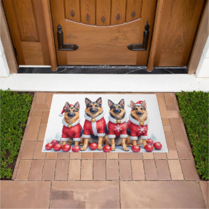 German Shepherd Christmas Dress Santa Hat Doormat