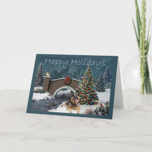 German Shepherd Christmas Evening4 Holiday Card