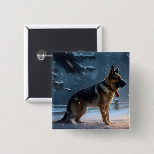 German Shepherd Christmas Festive Season  15 Cm Square Badge