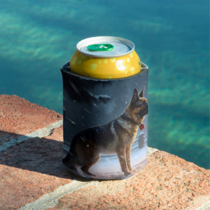 German Shepherd Christmas Festive Season  Can Cooler