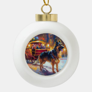 German Shepherd Christmas Festive Season Ceramic Ball Christmas Ornament