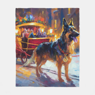 German Shepherd Christmas Festive Season Fleece Blanket