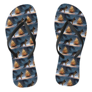 German Shepherd Christmas Festive Season  Flip Flops