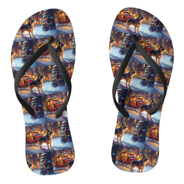 German Shepherd Christmas Festive Season Flip Flops (Footbed)