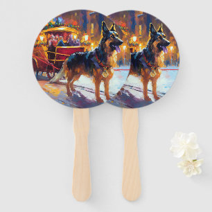 German Shepherd Christmas Festive Season Hand Fan