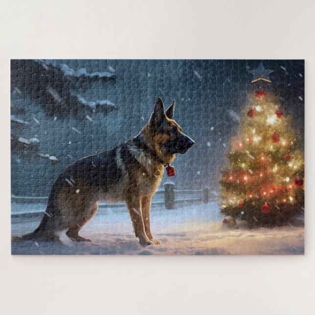 German Shepherd Christmas Festive Season  Jigsaw Puzzle (Horizontal)