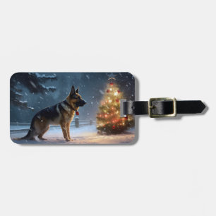 German Shepherd Christmas Festive Season  Luggage Tag