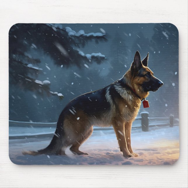 German Shepherd Christmas Festive Season  Mouse Mat (Front)