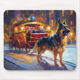 German Shepherd Christmas Festive Season Mouse Mat