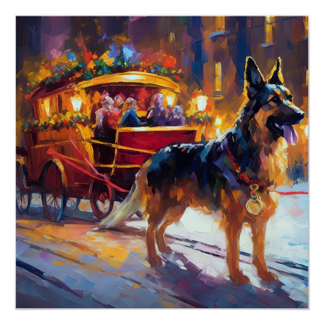 German Shepherd Christmas Festive Season Poster (Front)