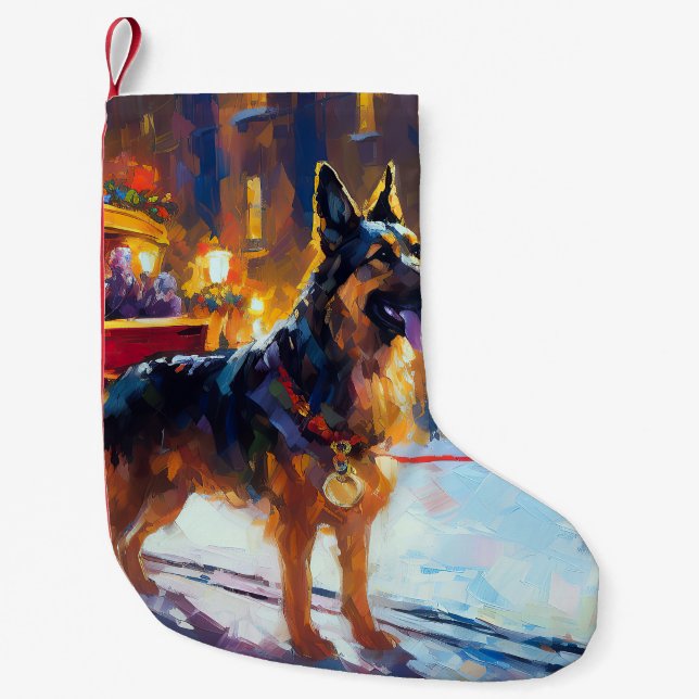 German Shepherd Christmas Festive Season Small Christmas Stocking (Front)