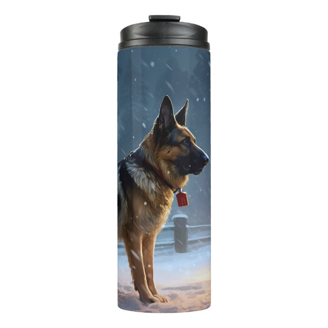 German Shepherd Christmas Festive Season  Thermal Tumbler (Front)