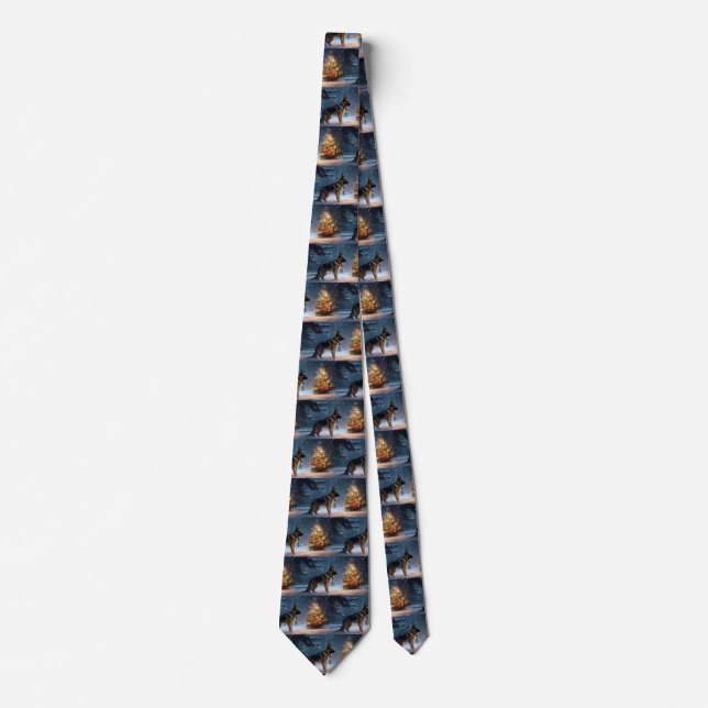 German Shepherd Christmas Festive Season  Tie (Front)