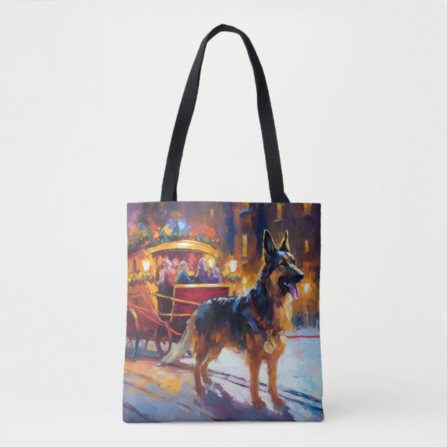 German Shepherd Christmas Festive Season Tote Bag (Front)