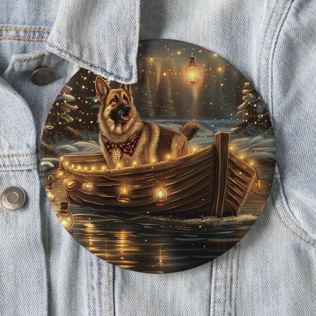 German Shepherd Christmas Festive Voyage  6 Cm Round Badge (In Situ)