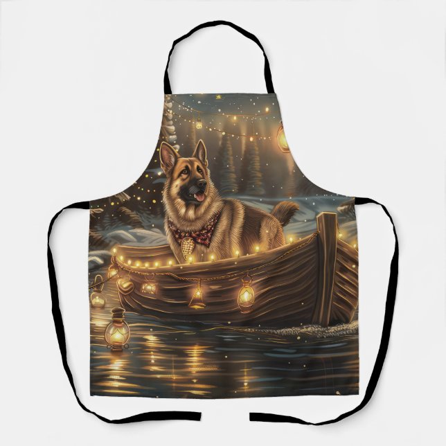 German Shepherd Christmas Festive Voyage  Apron (Front)