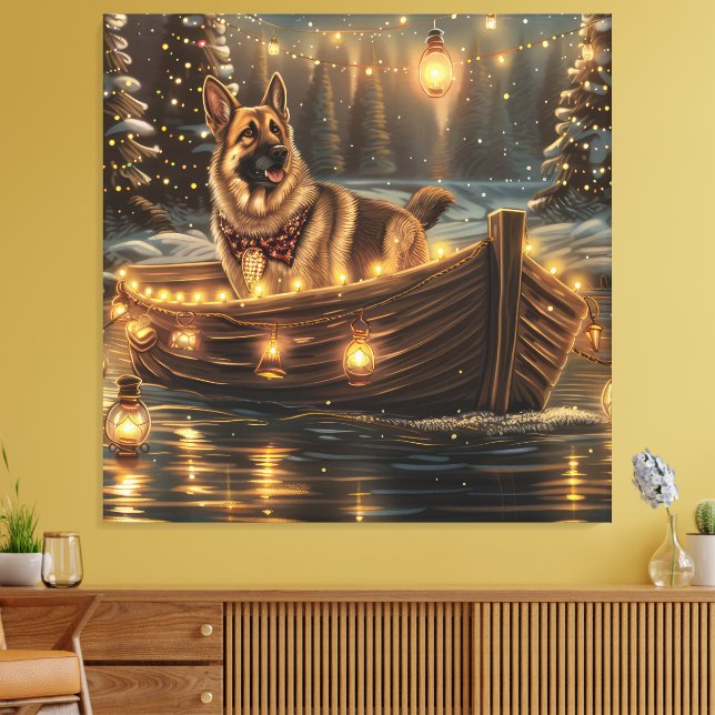 German Shepherd Christmas Festive Voyage  Canvas Print (Insitu(LivingRoom))