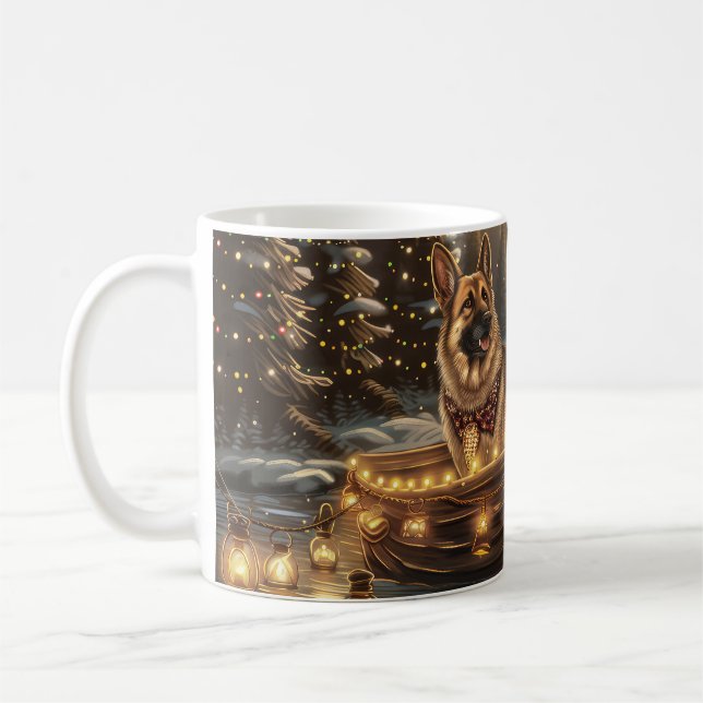 German Shepherd Christmas Festive Voyage  Coffee Mug (Left)