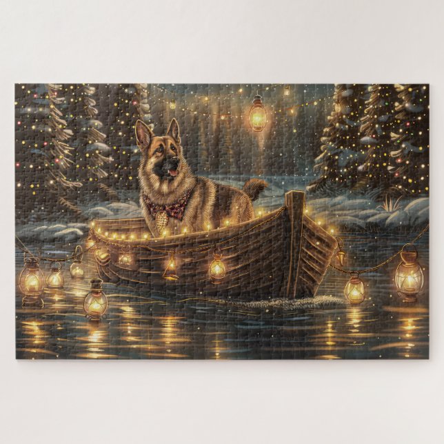 German Shepherd Christmas Festive Voyage  Jigsaw Puzzle (Horizontal)
