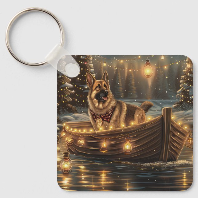 German Shepherd Christmas Festive Voyage  Key Ring (Front)