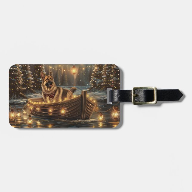 German Shepherd Christmas Festive Voyage  Luggage Tag (Front Horizontal)