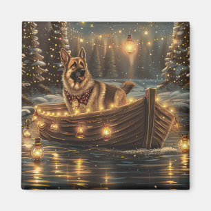 German Shepherd Christmas Festive Voyage  Magnet
