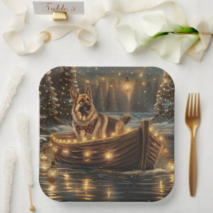 German Shepherd Christmas Festive Voyage  Paper Plate