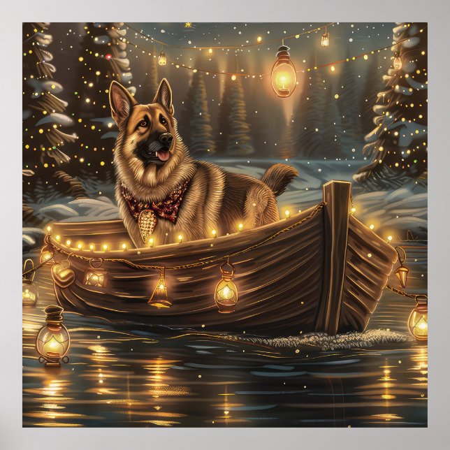 German Shepherd Christmas Festive Voyage  Poster (Front)