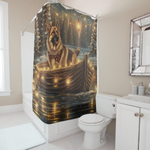German Shepherd Christmas Festive Voyage  Shower Curtain