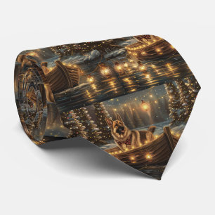 German Shepherd Christmas Festive Voyage  Tie