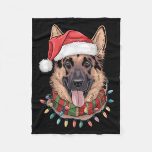 German Shepherd Christmas  Fleece Blanket