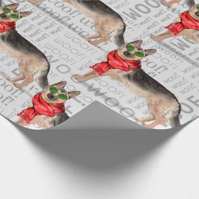 German Shepherd Christmas for Dog Lovers Wrapping Paper (Corner)
