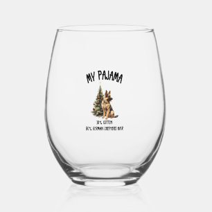 German Shepherd & Christmas, Funny Dog Design for  Stemless Wine Glass