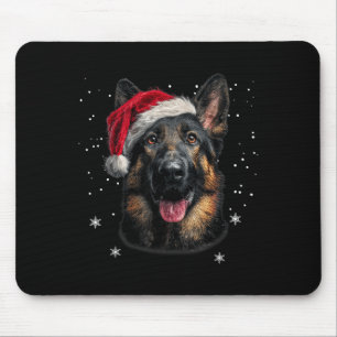 German Shepherd Christmas Funny Santa Hat Dog Xmas Mouse Mat