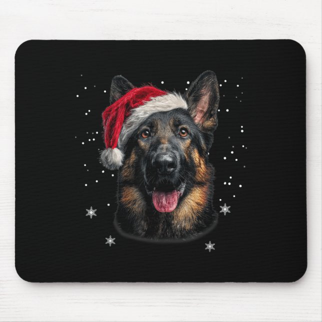 German Shepherd Christmas Funny Santa Hat Dog Xmas Mouse Mat (Front)